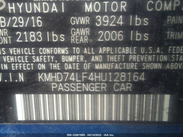 Photo 8 VIN: KMHD74LF4HU128164 - HYUNDAI ELANTRA 