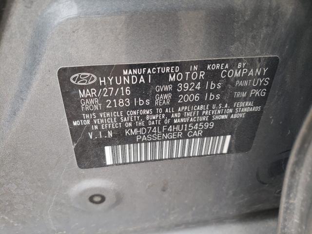 Photo 9 VIN: KMHD74LF4HU154599 - HYUNDAI ELANTRA SE 