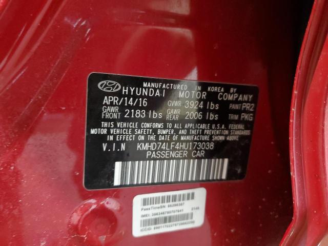 Photo 12 VIN: KMHD74LF4HU173038 - HYUNDAI ELANTRA 