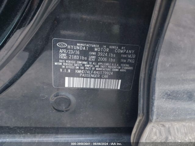 Photo 8 VIN: KMHD74LF4HU179924 - HYUNDAI ELANTRA 