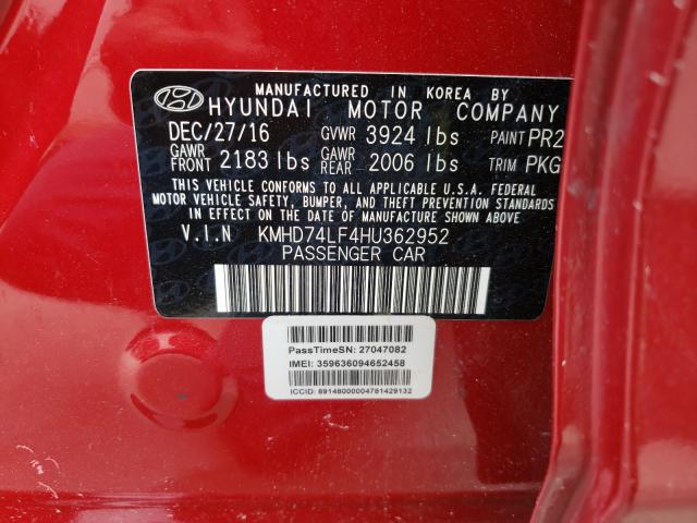 Photo 9 VIN: KMHD74LF4HU362952 - HYUNDAI ELANTRA SE 