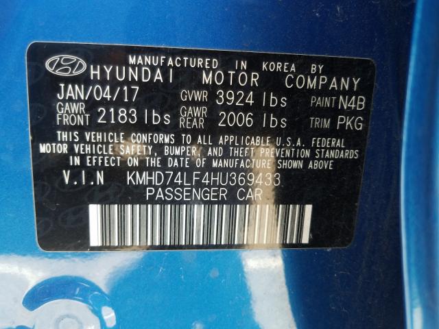 Photo 9 VIN: KMHD74LF4HU369433 - HYUNDAI ELANTRA SE 