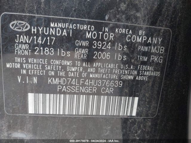 Photo 8 VIN: KMHD74LF4HU376639 - HYUNDAI ELANTRA 