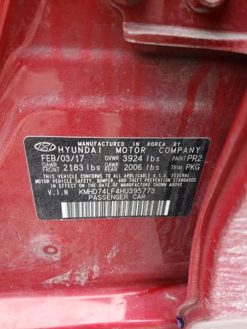 Photo 11 VIN: KMHD74LF4HU395773 - HYUNDAI ELANTRA SE 