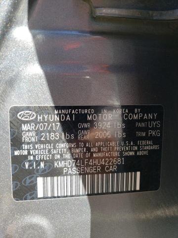 Photo 9 VIN: KMHD74LF4HU422681 - HYUNDAI ELANTRA SE 