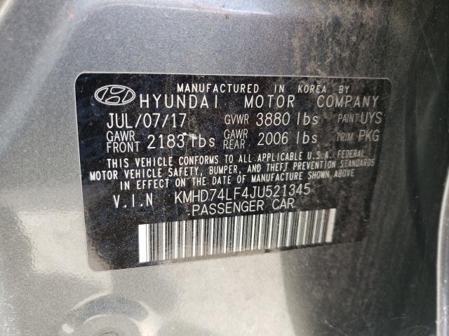 Photo 9 VIN: KMHD74LF4JU521345 - HYUNDAI ELANTRA SE 