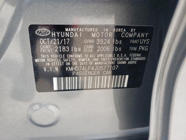 Photo 9 VIN: KMHD74LF4JU577107 - HYUNDAI ELANTRA SE 