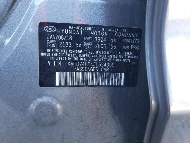 Photo 11 VIN: KMHD74LF4JU624359 - HYUNDAI ELANTRA SE 