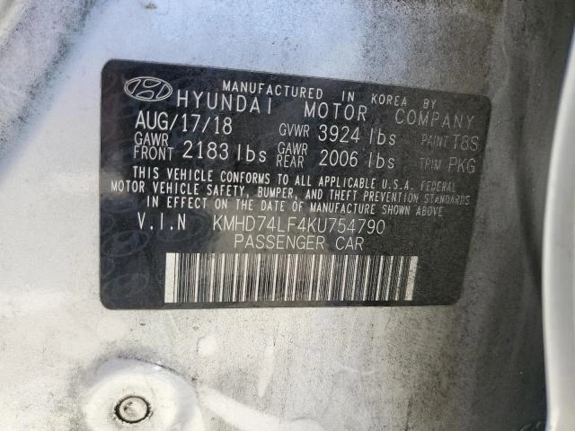 Photo 12 VIN: KMHD74LF4KU754790 - HYUNDAI ELANTRA SE 