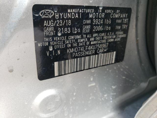 Photo 12 VIN: KMHD74LF4KU758967 - HYUNDAI ELANTRA SE 