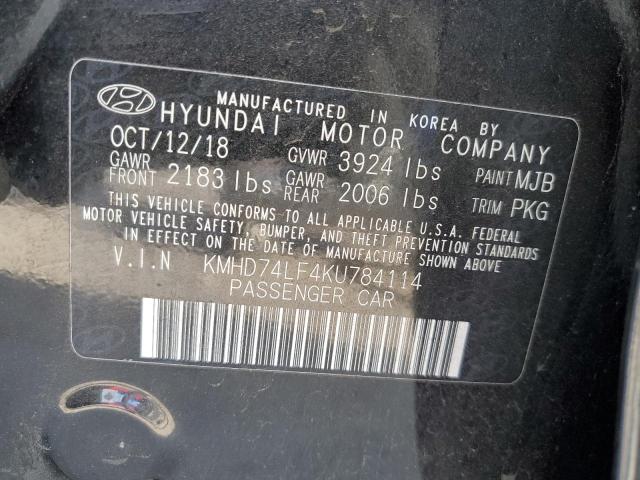 Photo 12 VIN: KMHD74LF4KU784114 - HYUNDAI ELANTRA 