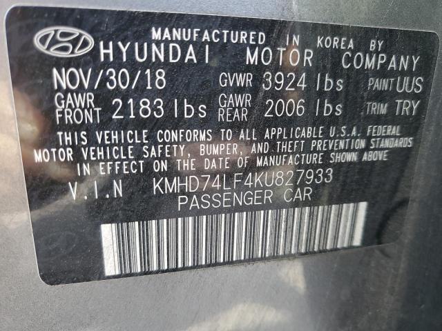 Photo 12 VIN: KMHD74LF4KU827933 - HYUNDAI ELANTRA 