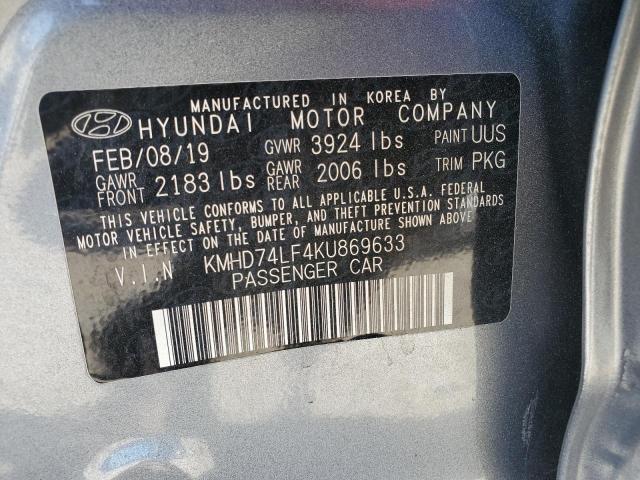 Photo 11 VIN: KMHD74LF4KU869633 - HYUNDAI ELANTRA SE 