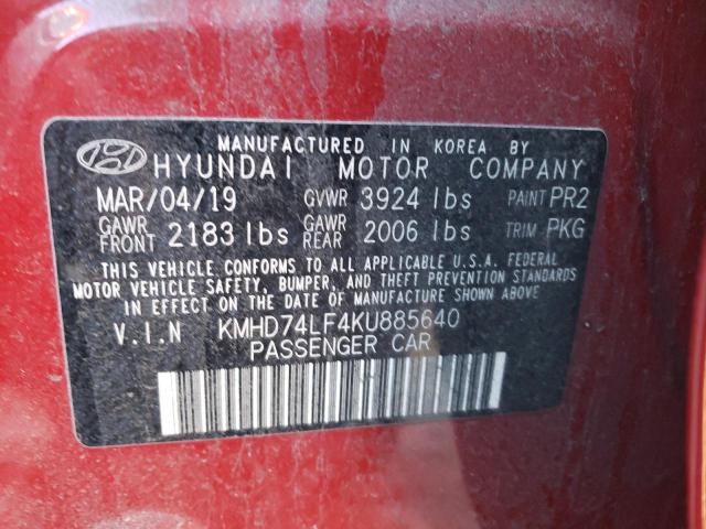 Photo 11 VIN: KMHD74LF4KU885640 - HYUNDAI ELANTRA 