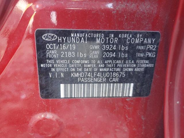 Photo 11 VIN: KMHD74LF4LU018675 - HYUNDAI ELANTRA SE 