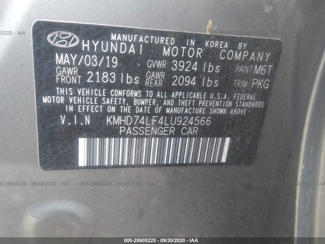 Photo 8 VIN: KMHD74LF4LU924566 - HYUNDAI ELANTRA 