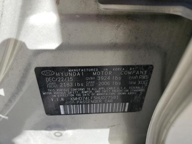 Photo 9 VIN: KMHD74LF5HU077581 - HYUNDAI ELANTRA SE 