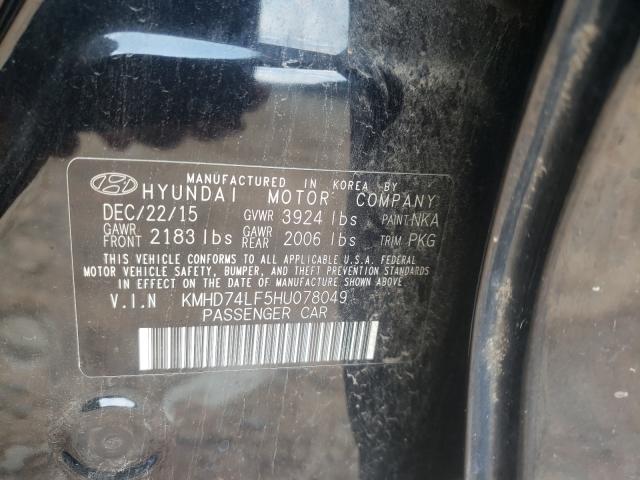 Photo 9 VIN: KMHD74LF5HU078049 - HYUNDAI ELANTRA SE 