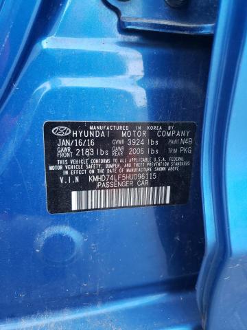 Photo 9 VIN: KMHD74LF5HU096115 - HYUNDAI ELANTRA SE 