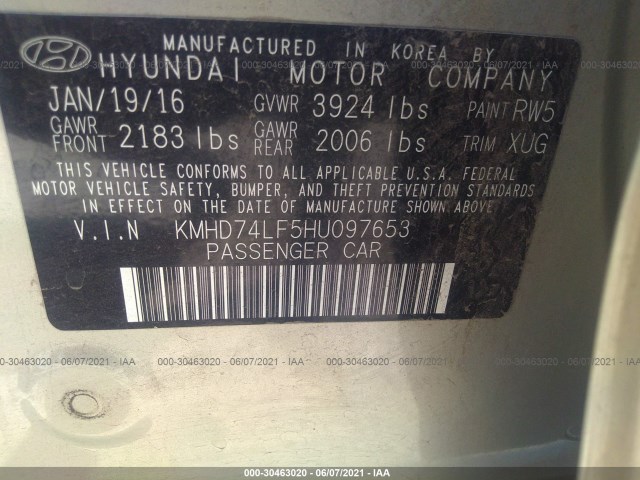 Photo 8 VIN: KMHD74LF5HU097653 - HYUNDAI ELANTRA 