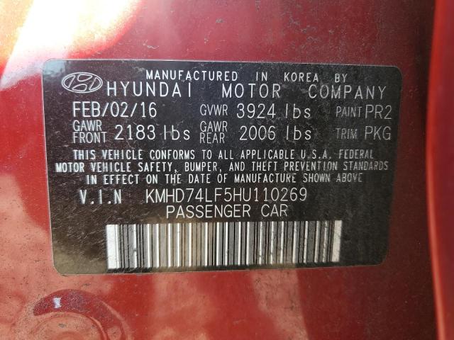 Photo 12 VIN: KMHD74LF5HU110269 - HYUNDAI ELANTRA SE 