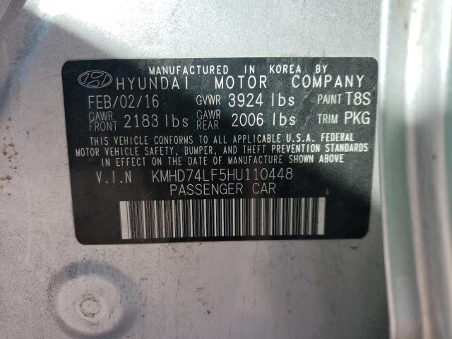 Photo 9 VIN: KMHD74LF5HU110448 - HYUNDAI ELANTRA SE 