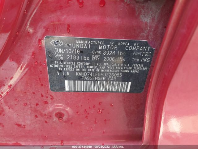 Photo 8 VIN: KMHD74LF5HU226085 - HYUNDAI ELANTRA 