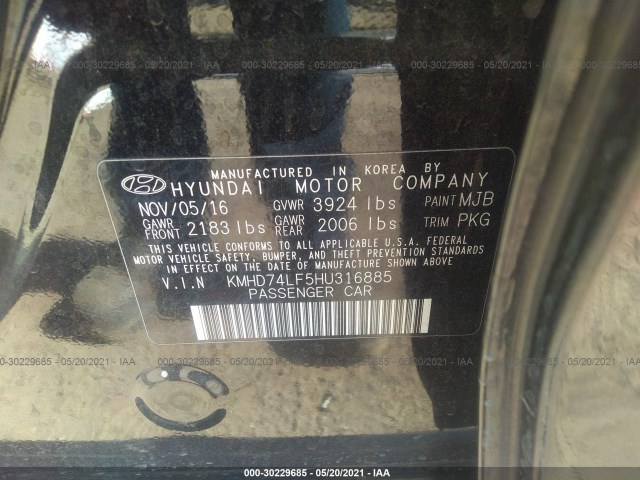 Photo 8 VIN: KMHD74LF5HU316885 - HYUNDAI ELANTRA 