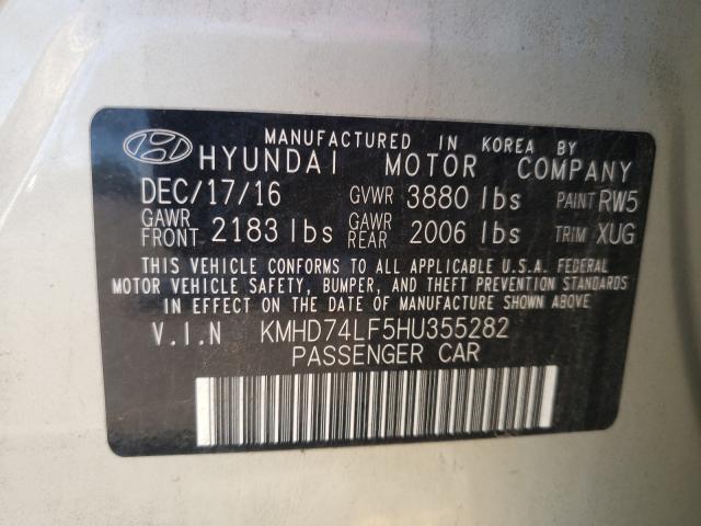 Photo 9 VIN: KMHD74LF5HU355282 - HYUNDAI ELANTRA SE 