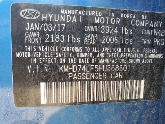 Photo 11 VIN: KMHD74LF5HU368601 - HYUNDAI ELANTRA SE 