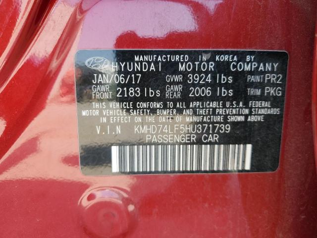 Photo 11 VIN: KMHD74LF5HU371739 - HYUNDAI ELANTRA SE 