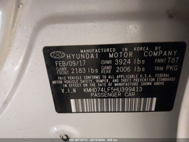 Photo 8 VIN: KMHD74LF5HU399413 - HYUNDAI ELANTRA 