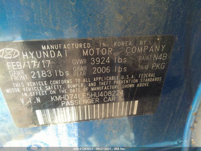 Photo 8 VIN: KMHD74LF5HU408224 - HYUNDAI ELANTRA 