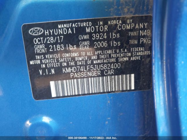 Photo 8 VIN: KMHD74LF5JU582400 - HYUNDAI ELANTRA 