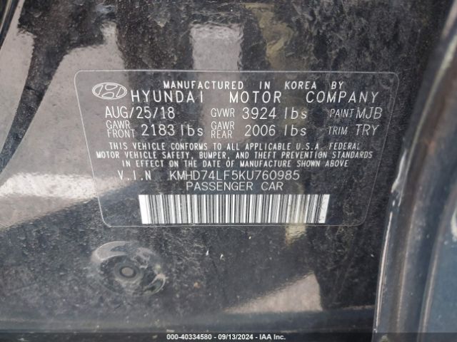 Photo 8 VIN: KMHD74LF5KU760985 - HYUNDAI ELANTRA 