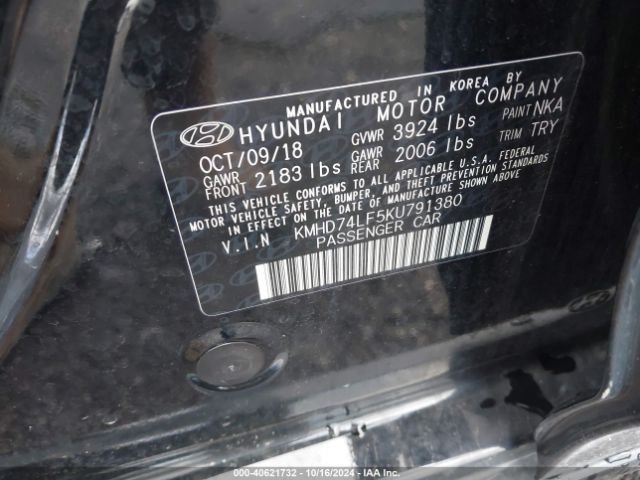 Photo 8 VIN: KMHD74LF5KU791380 - HYUNDAI ELANTRA 