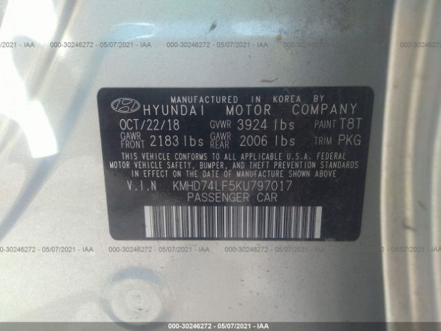 Photo 8 VIN: KMHD74LF5KU797017 - HYUNDAI ELANTRA 