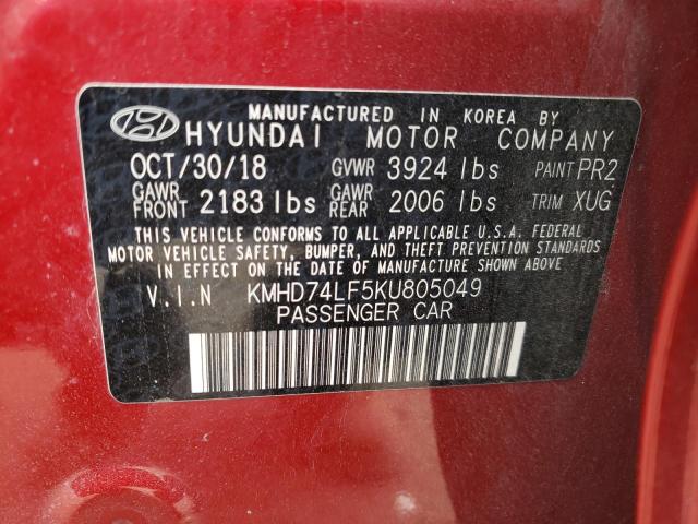 Photo 9 VIN: KMHD74LF5KU805049 - HYUNDAI ELANTRA SE 