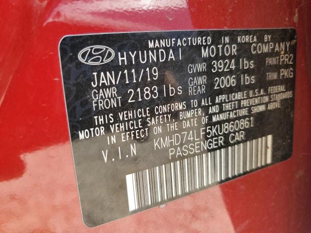 Photo 11 VIN: KMHD74LF5KU860861 - HYUNDAI ELANTRA 