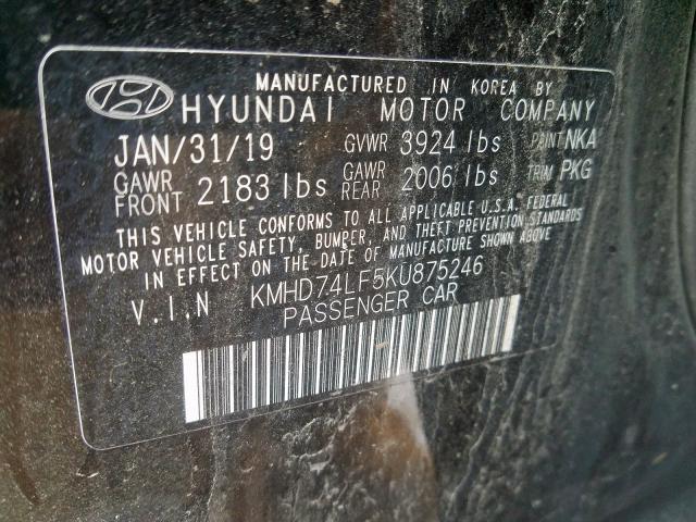 Photo 9 VIN: KMHD74LF5KU875246 - HYUNDAI ELANTRA SE 