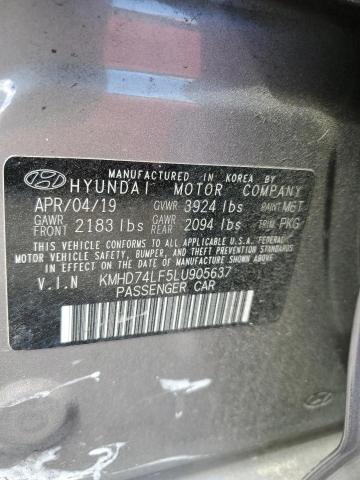 Photo 12 VIN: KMHD74LF5LU905637 - HYUNDAI ELANTRA 