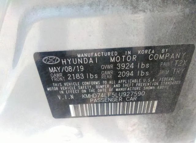 Photo 8 VIN: KMHD74LF5LU927590 - HYUNDAI ELANTRA 