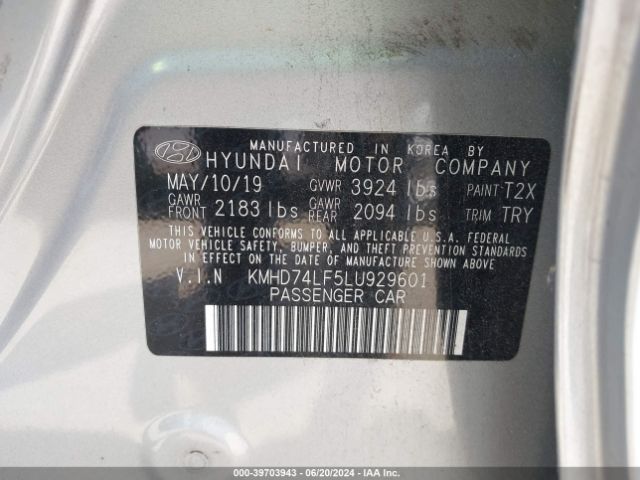 Photo 8 VIN: KMHD74LF5LU929601 - HYUNDAI ELANTRA 