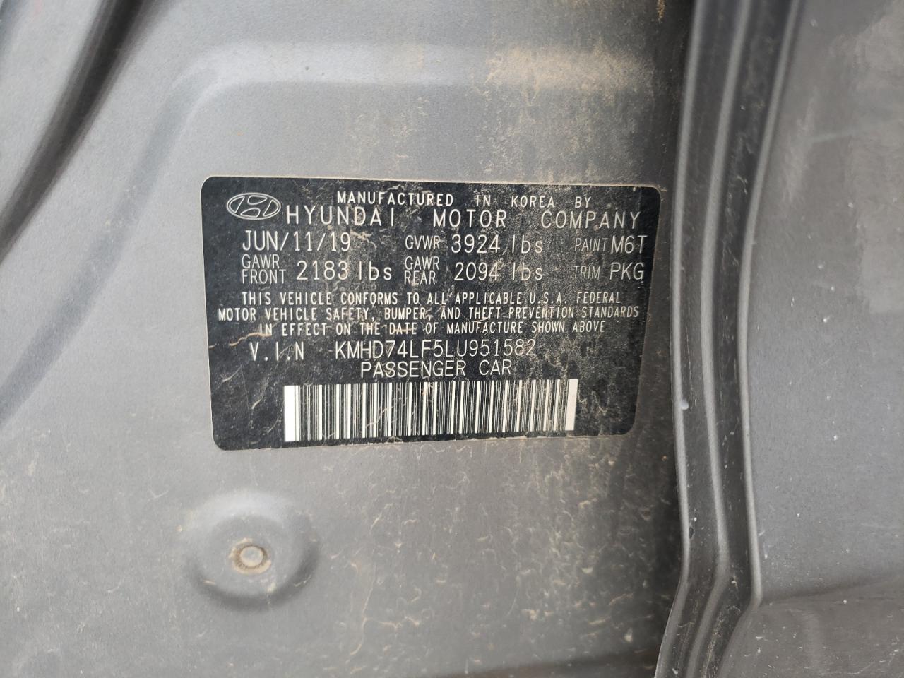 Photo 11 VIN: KMHD74LF5LU951582 - HYUNDAI ELANTRA 