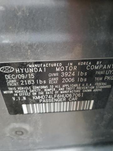 Photo 11 VIN: KMHD74LF6HU067061 - HYUNDAI ELANTRA SE 