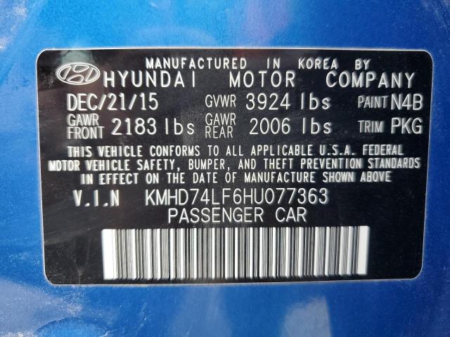 Photo 12 VIN: KMHD74LF6HU077363 - HYUNDAI ELANTRA SE 