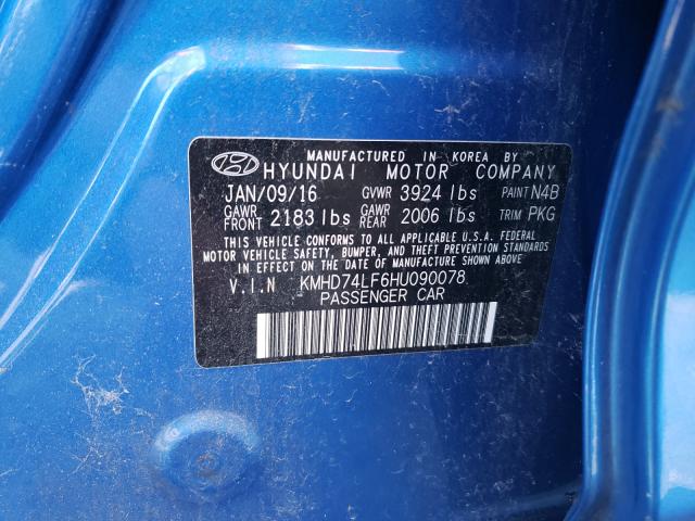 Photo 9 VIN: KMHD74LF6HU090078 - HYUNDAI ELANTRA SE 