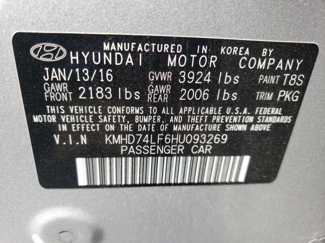 Photo 9 VIN: KMHD74LF6HU093269 - HYUNDAI ELANTRA SE 