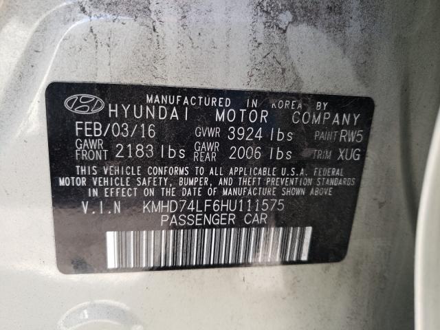 Photo 9 VIN: KMHD74LF6HU111575 - HYUNDAI ELANTRA SE 