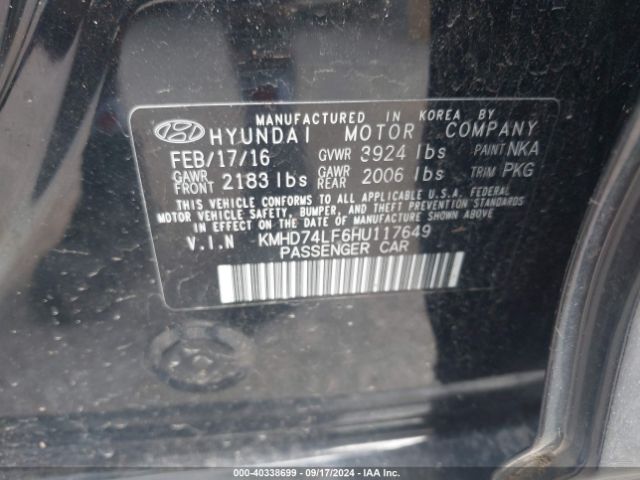 Photo 8 VIN: KMHD74LF6HU117649 - HYUNDAI ELANTRA 